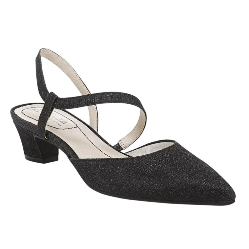 LifeStride Womens Minimalist Pumps Size 8.5 Wide EU 39 Black Shimmer NIB